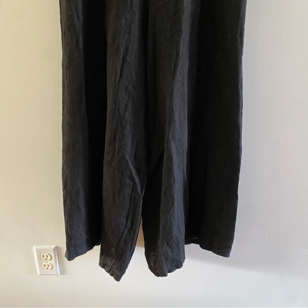 MILIO MILANO Italian Linen Tie Back Jumpsuit Romper Black Women’s Size Large - Picture 6 of 13